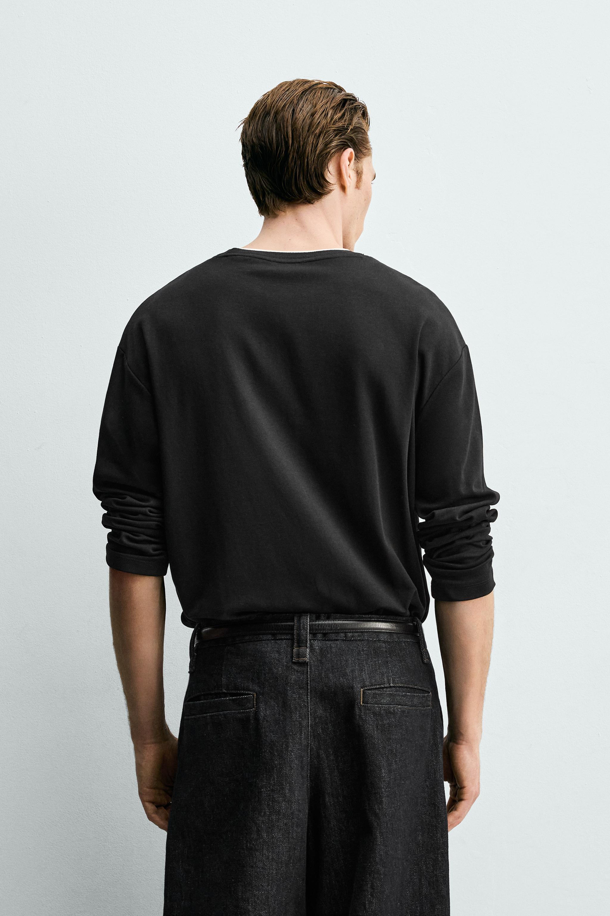 CONTRAST DOUBLE HEM T-SHIRT
